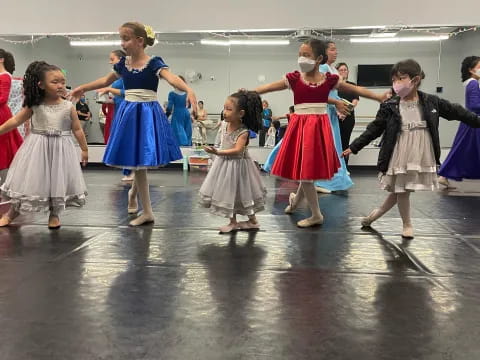 a group of children dancing