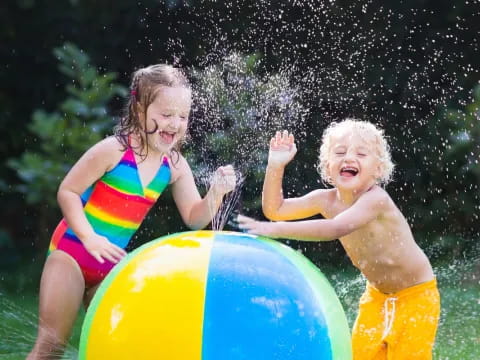 two children in a pool