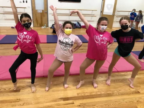 a group of girls in a gym