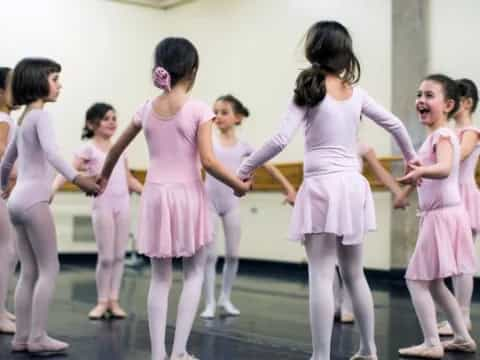 a group of girls in a line