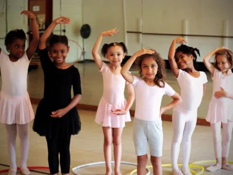 a group of girls in a gym