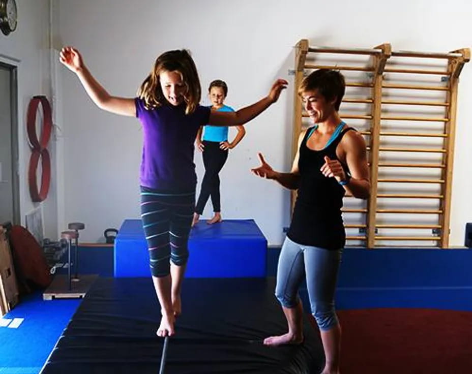 a group of girls exercising