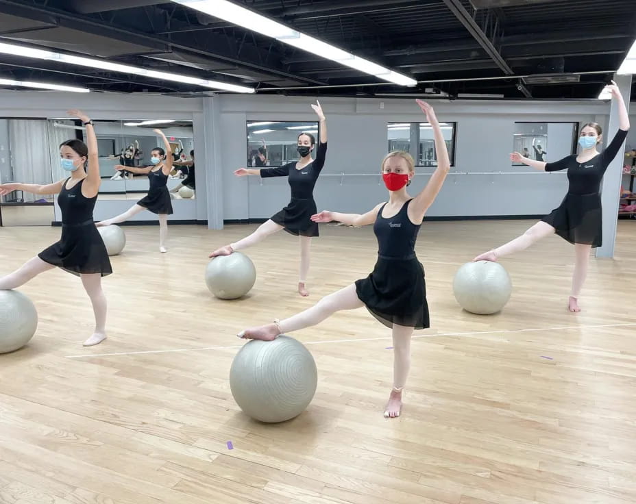 a group of women exercising