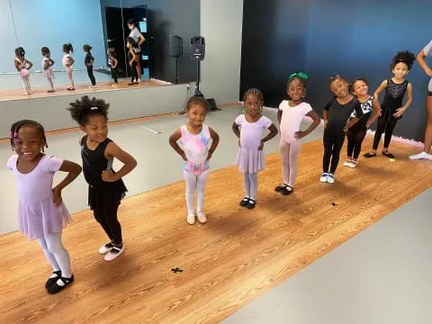 a group of children dancing