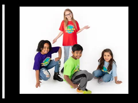 a group of kids posing for a picture