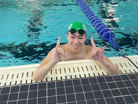 a person in a pool