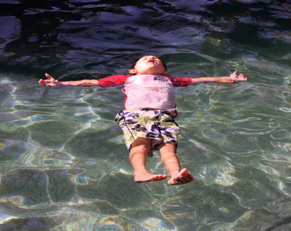 a person in a garment in water