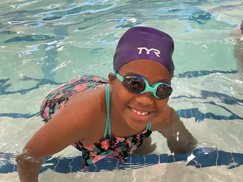 a woman in a pool