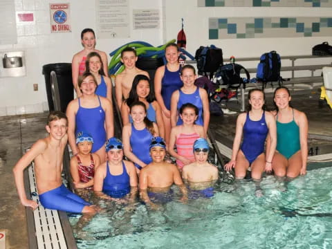 a group of people in a pool