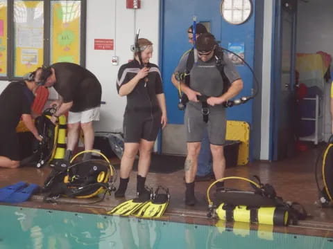 a group of people working out