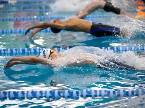 a group of swimmers in a pool