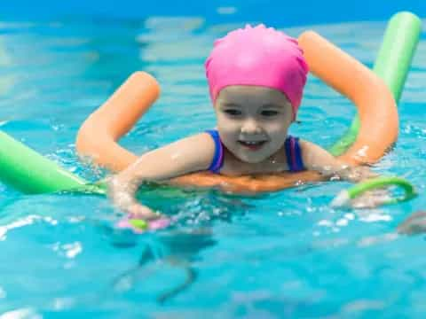 a child in a pool