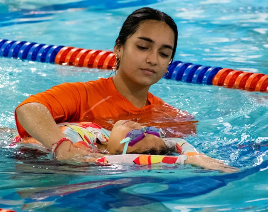 a person in a pool