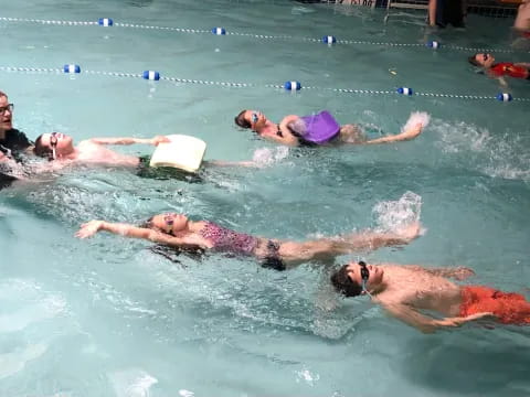 a group of people in a pool