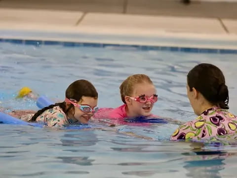 a group of children in a pool