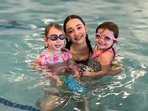 a group of women in a pool