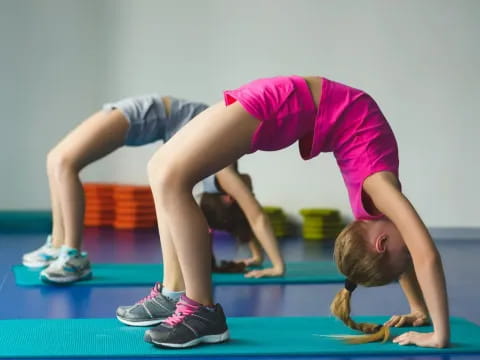 a woman doing yoga