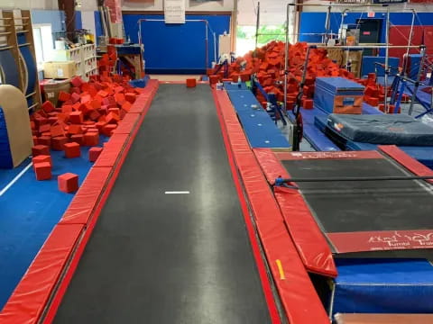 a track with red and blue track