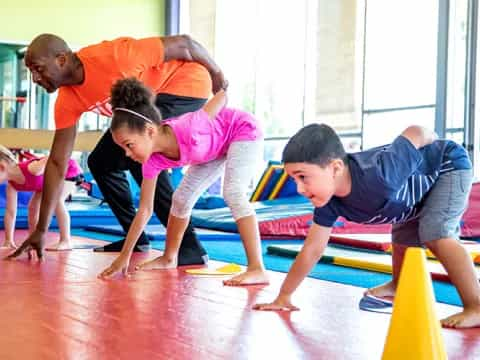 a group of people exercising