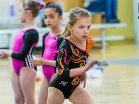 a group of girls in a gym