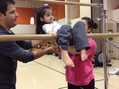 a group of people in a gym