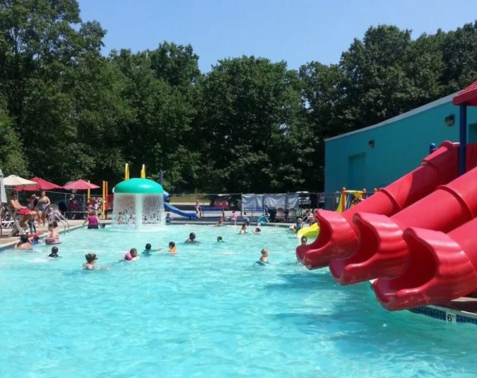 a pool with people in it