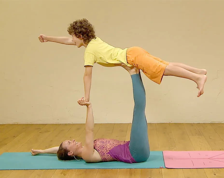 a woman doing yoga