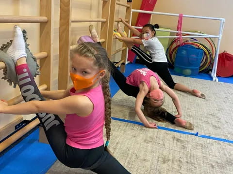 a group of girls exercising