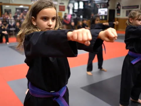 a group of children in a karate class