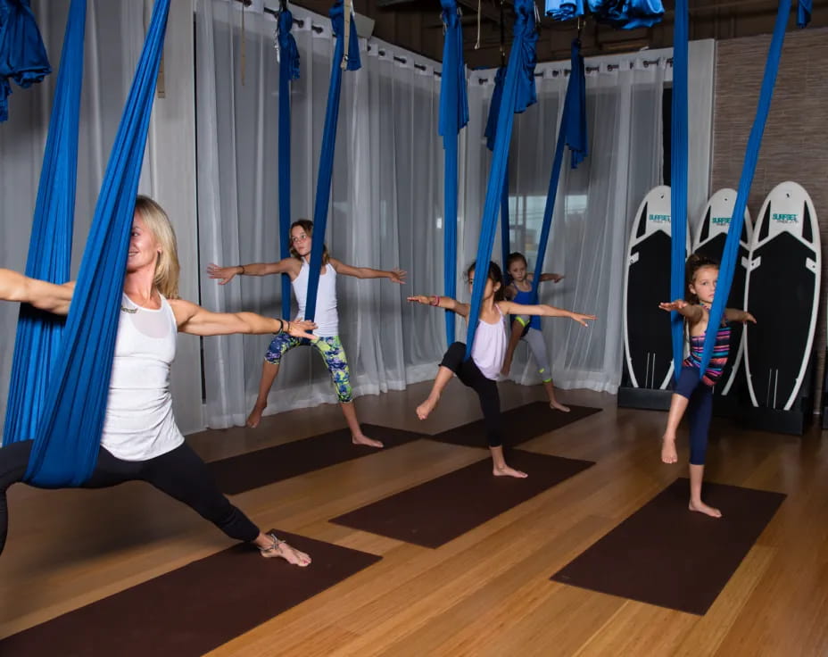 a group of people exercising