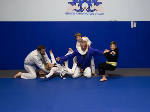 a group of people in a martial arts class