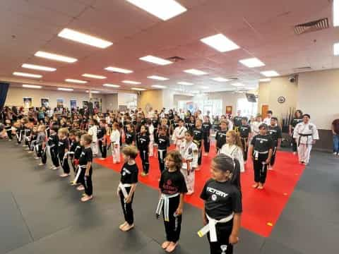 a group of children in a gym