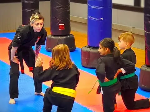 a group of children in a gym