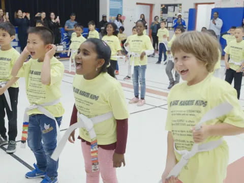 a group of children in a gym