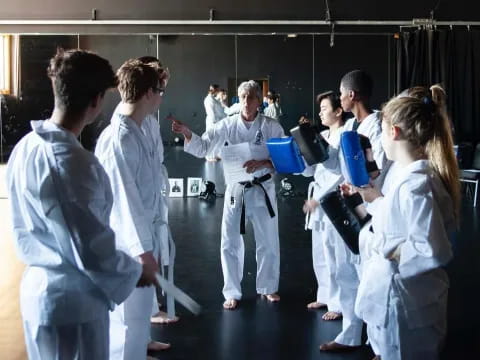 a group of people in white lab coats