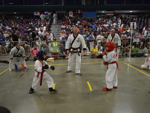 a group of people in a ring