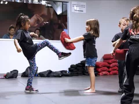 a group of children dancing