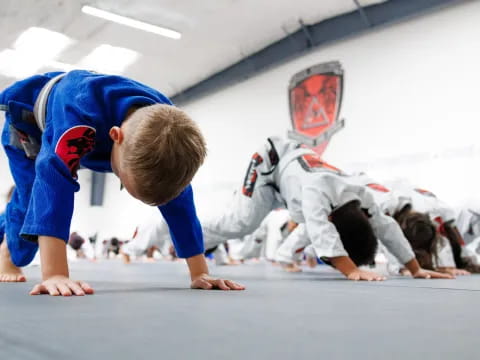 a group of people doing push ups