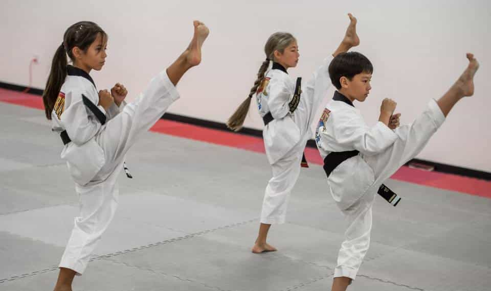 a group of people in karate uniforms