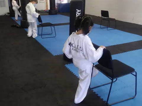 a group of kids in a karate class