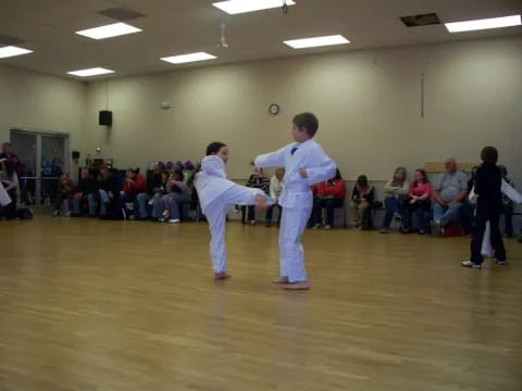 two people in karate uniforms