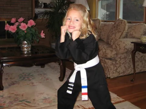 a girl sitting on a chair