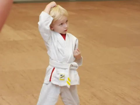 a child in a karate uniform