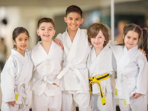 a group of children in white lab coats