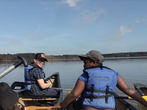 a group of people on a boat