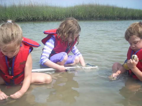 a group of children in a body of water