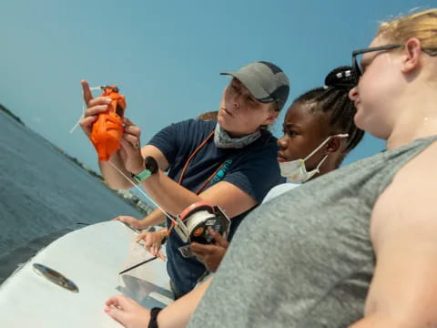 a group of people on a boat