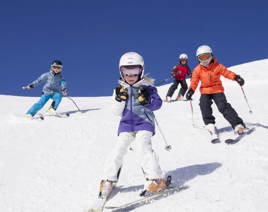 a group of people skiing