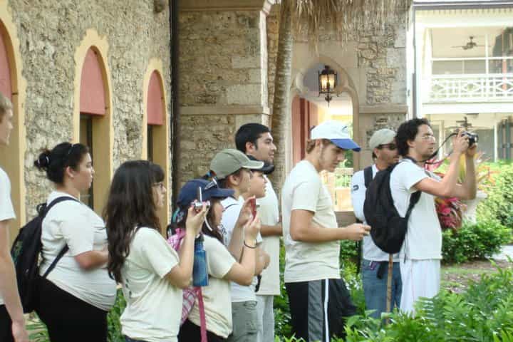 a group of people taking pictures