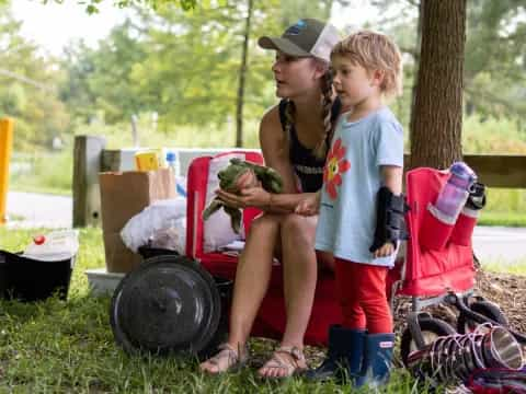 a person and a child outside